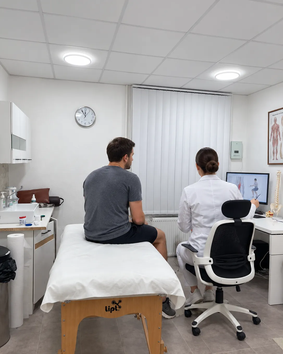 A rehabilitation session on the treatment table